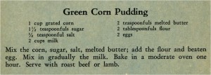 Green Recipes Corn Pudding