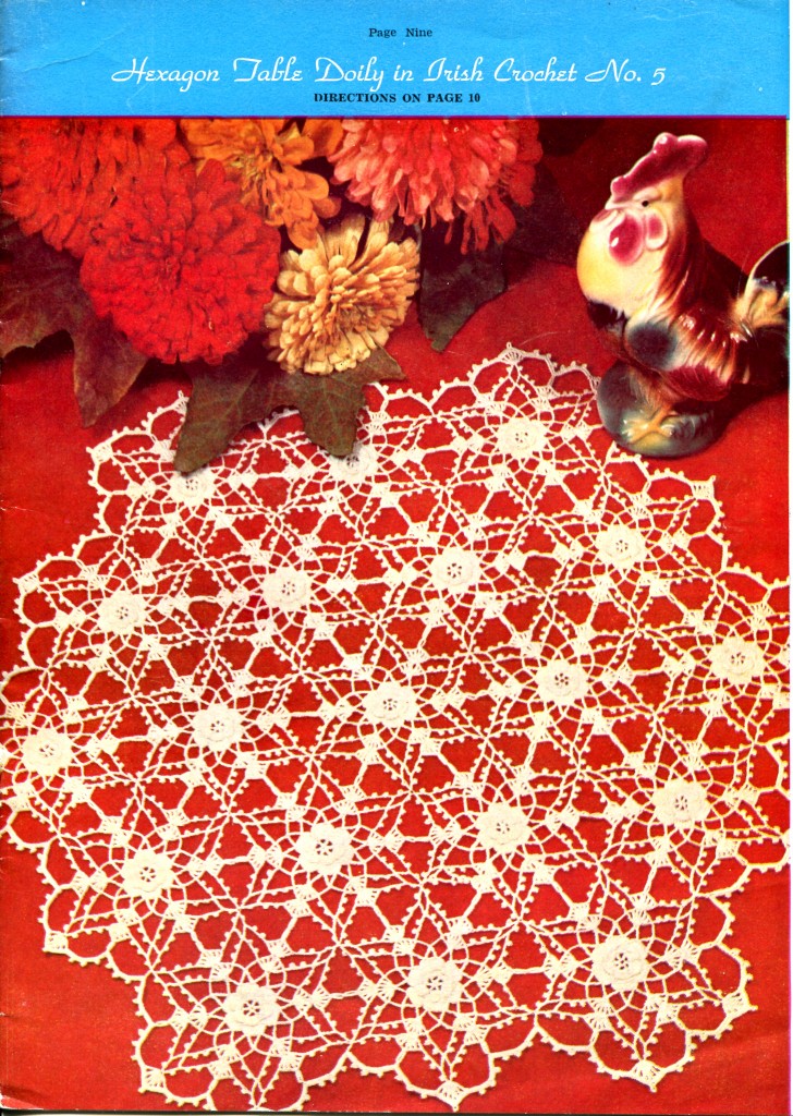 Hexagon Table Doily in Irish Crochet