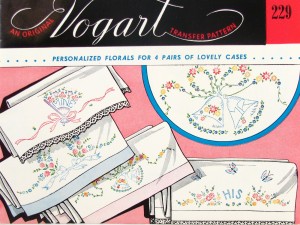 Vintage VOGART Embroidery Transfer Patterns for Charming Pillowcases Floral