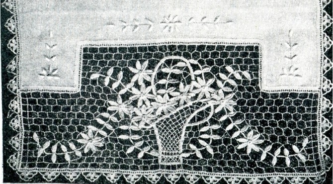 Vintage Crafts and More - Flower Basket Design Irish Crochet Pattern
