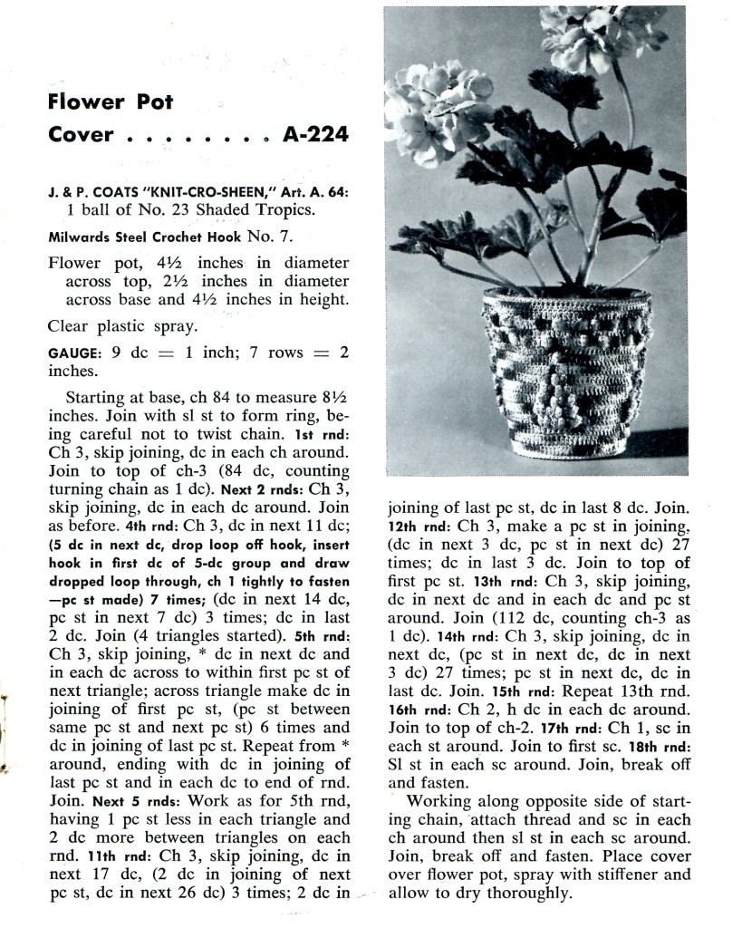 Vintage Crafts and More - Crochet Flower Pot Cover Pattern