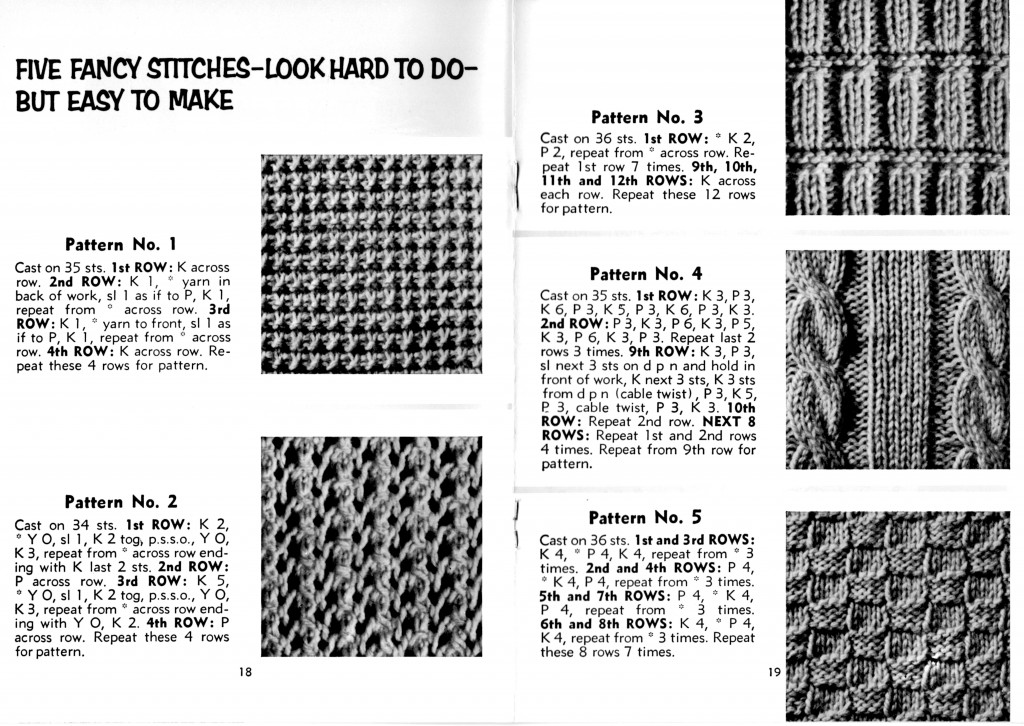 Vintage Crafts and More - Five Easy Knitting Stitches Patterns