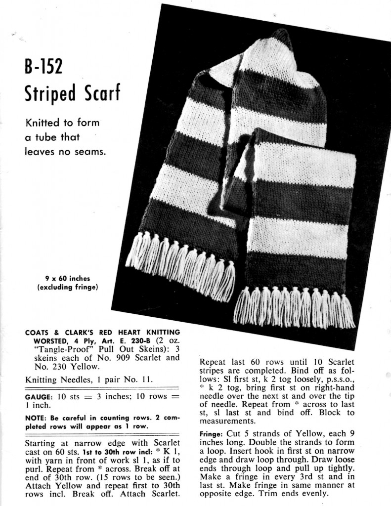 Vintage Crafts and More - Knitted Striped Scarf Pattern