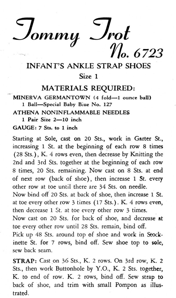 Vintage Crafts and More - Infants Ankle Strap Shoes Knitting Pattern Instructions
