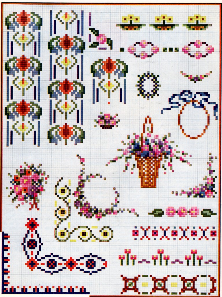 Vintage Crafts and More - Spring Cross Stitch Patterns with Grid