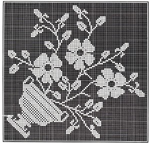 Vintage Crafts and More - Filet Crochet Flower Pot Pattern