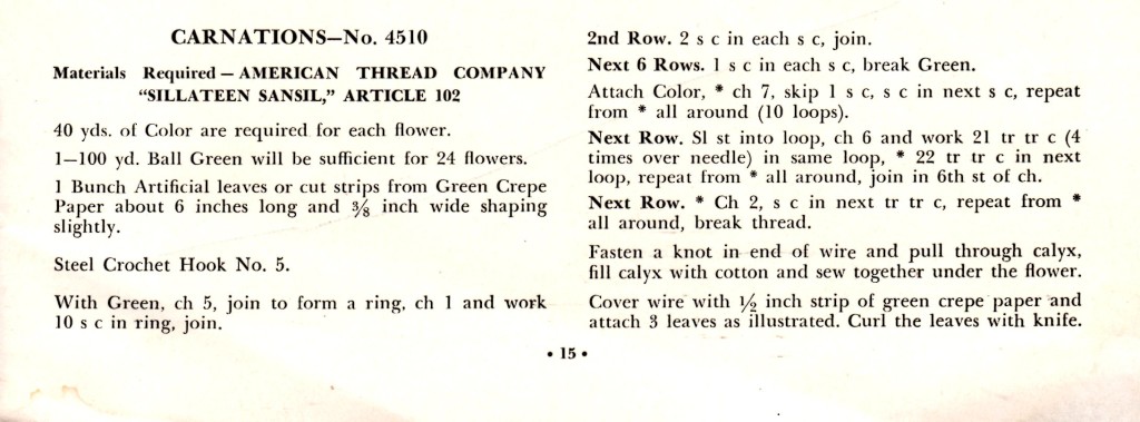 Vintage Crafts and More - Crochet Carnation Pattern Instructions