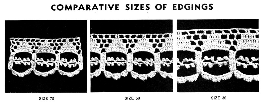 Comparative Sizes of Crochet Cotton Chart