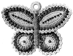 Free Crochet Pattern Butterfly Potholder Vintage Crafts and More Image