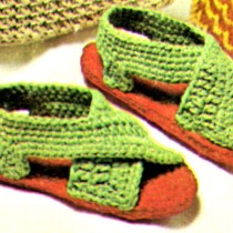 Womans Rug Yarn Crochet Sandals Pattern - Vintage Crafts and More