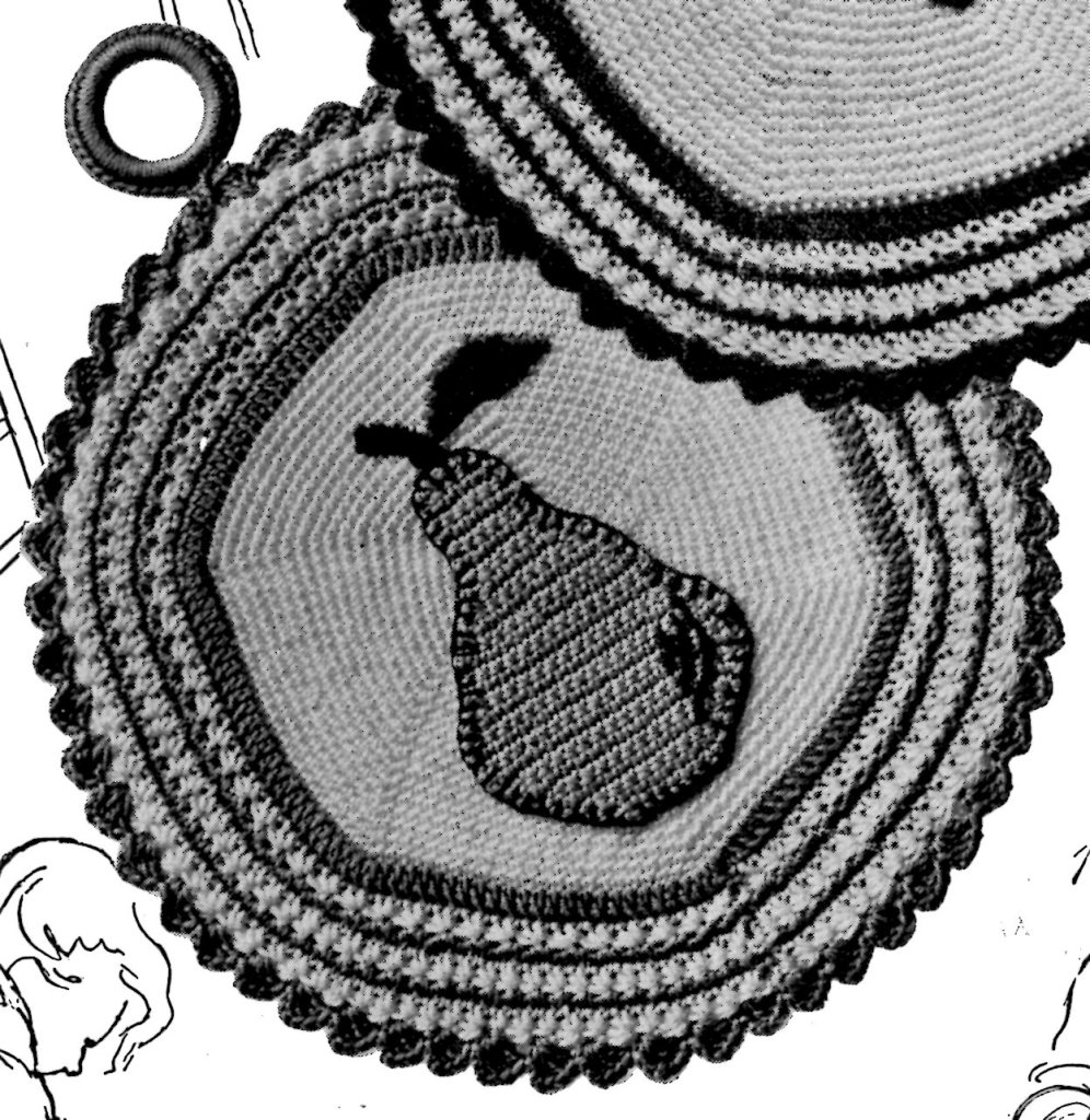 Pear Potholder Crochet Pattern Pic - Vintage Crafts and More