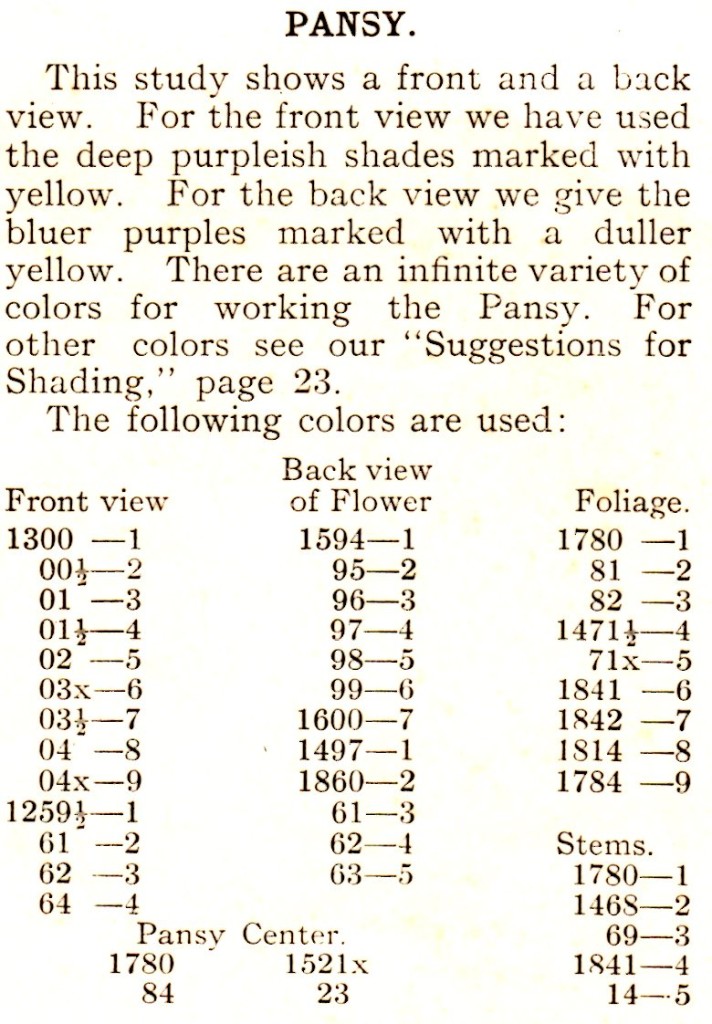 Belding Silks Pansy Embroidery Pattern Instructions - Vintage Crafts and More