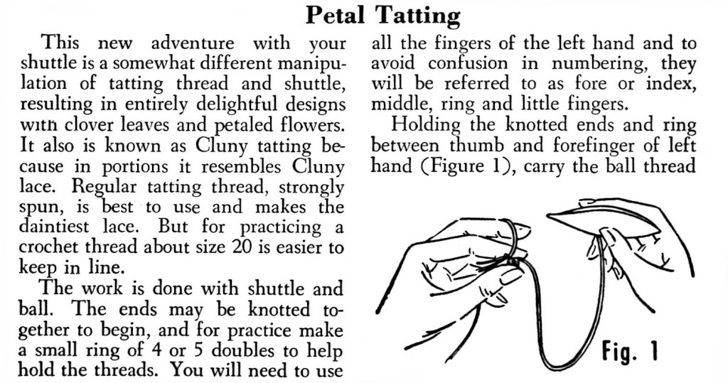 Petal or Cluny Edge Tatting Pattern Illustration 1 - Vintage Crafts and More