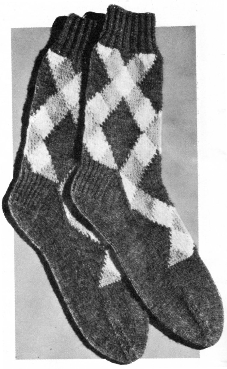 Argyle Socks for Dad - Vintage 2 Needles Knitting Pattern - Vintage