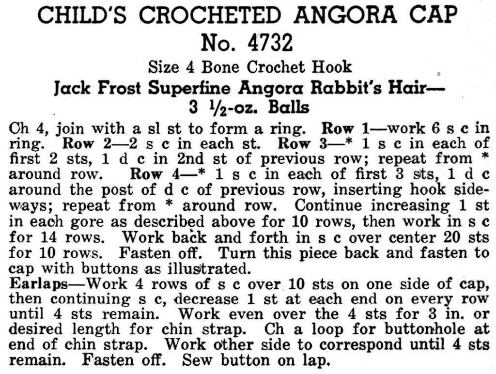 Child's Crocheted Angora Cap - Vintage Crafts and More