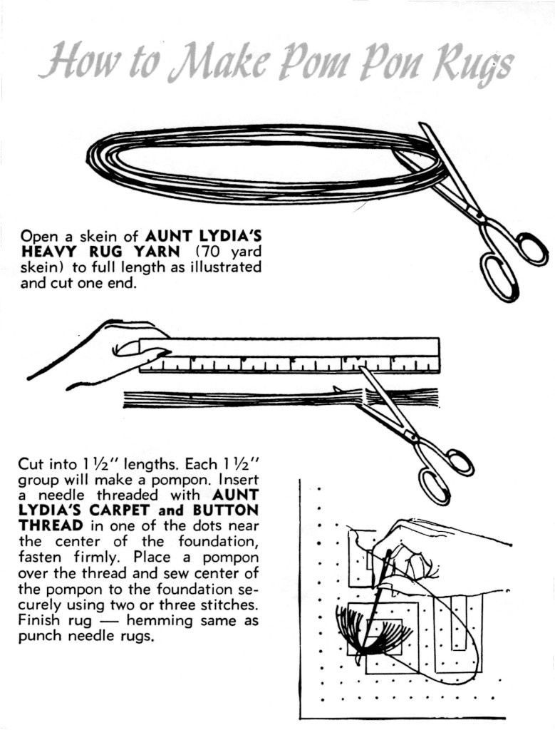 How to Make Pom Pon Rugs Instructions - Vintage Crafts and More