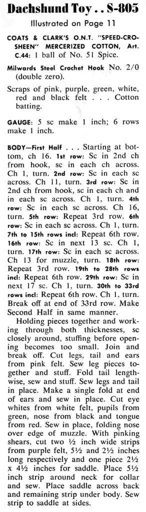 Dachshund Toy Crochet Pattern - Vintage Crafts and More