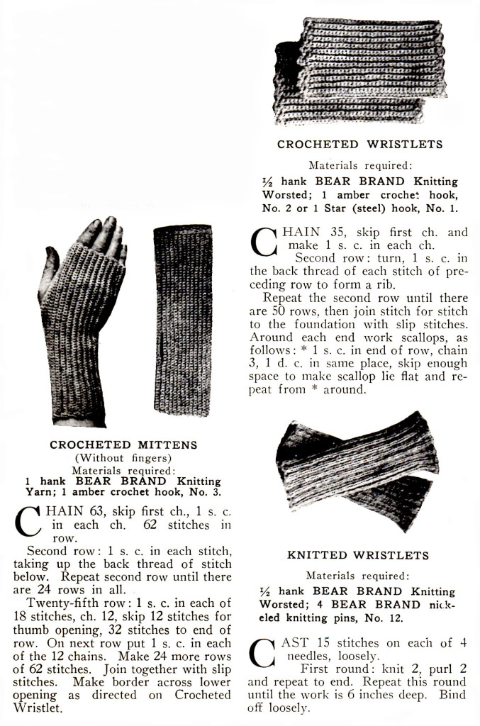 Antique Crochet and Knitting Pattern for Wristlets and Fingerless Mittens - Vintage Crafts and More