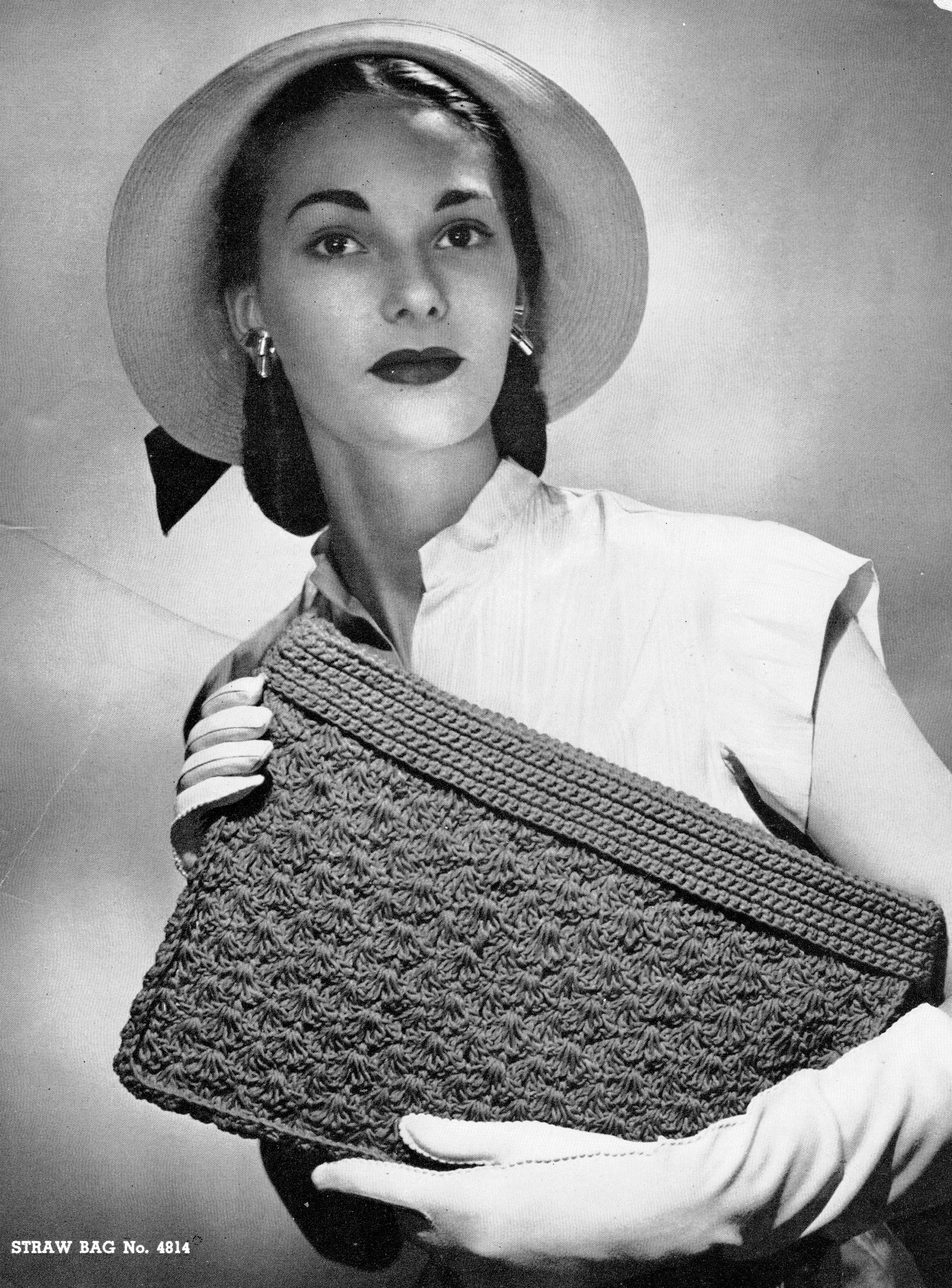 vintage 1960s crochet straw - Gem