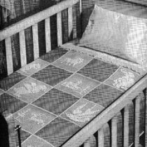 Nursery Land of Nod Baby Crib Blanket Filet Crochet Animal Block Pattern - Vintage Crafts and More