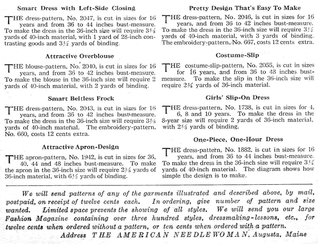 The American Needlewoman Magazine Pattern Page Descriptions - Vintage Crafts and More