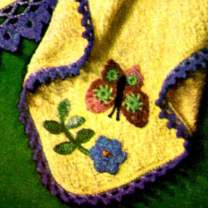 crochet pattern butterfly and flower towel embellishment