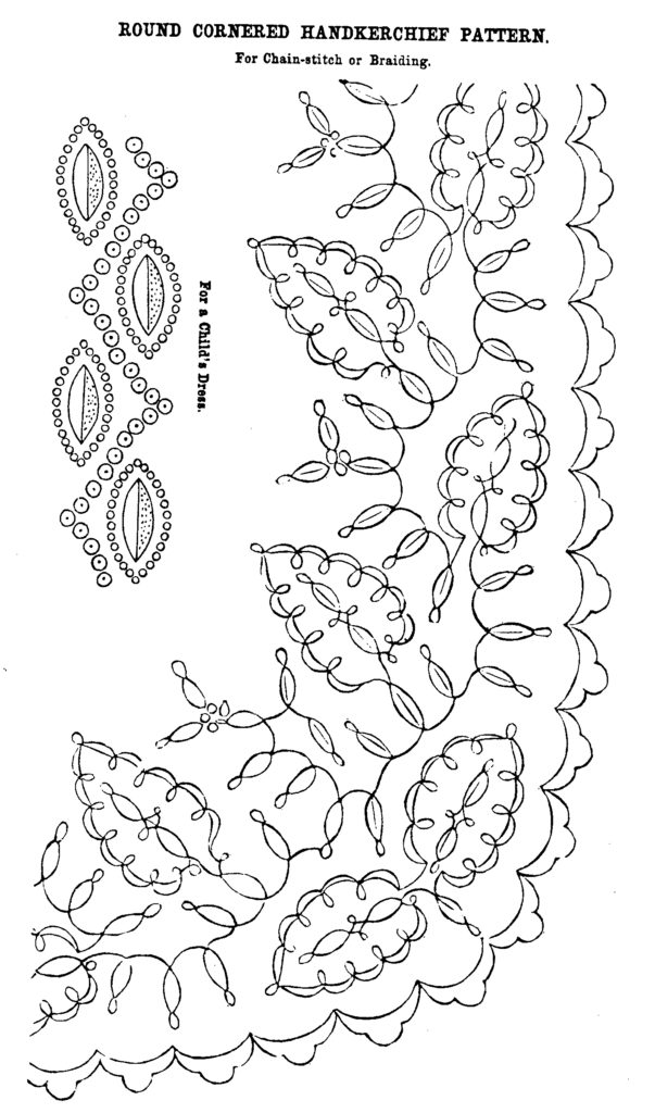 Embroidery Pattern Round Cornered Handkerchief