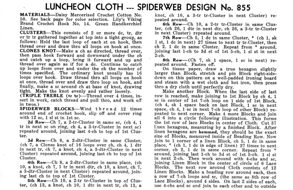 Spiderweb Design Cloth Crochet Pattern