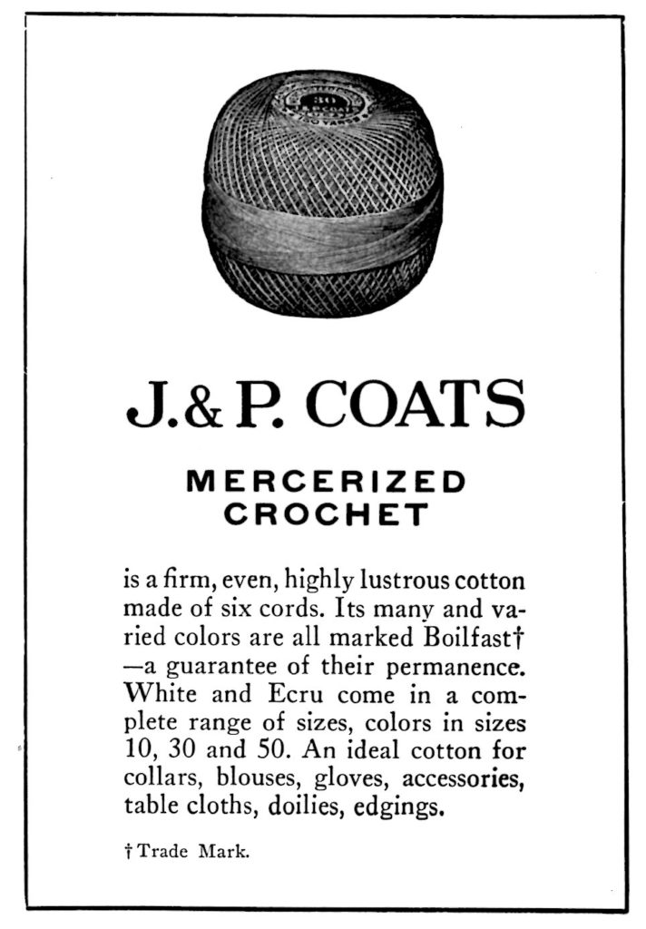 J P Coats Mercerized Crochet