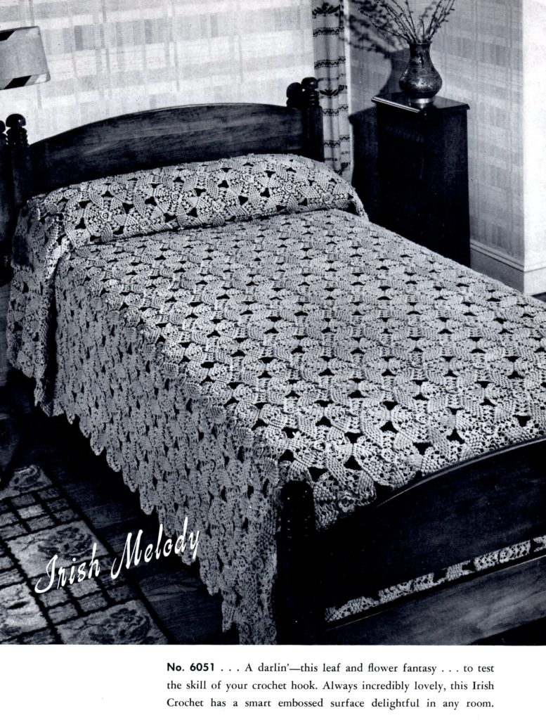 Irish Melody Bedspread Vintage Crochet Pattern JP Coats Book No 166