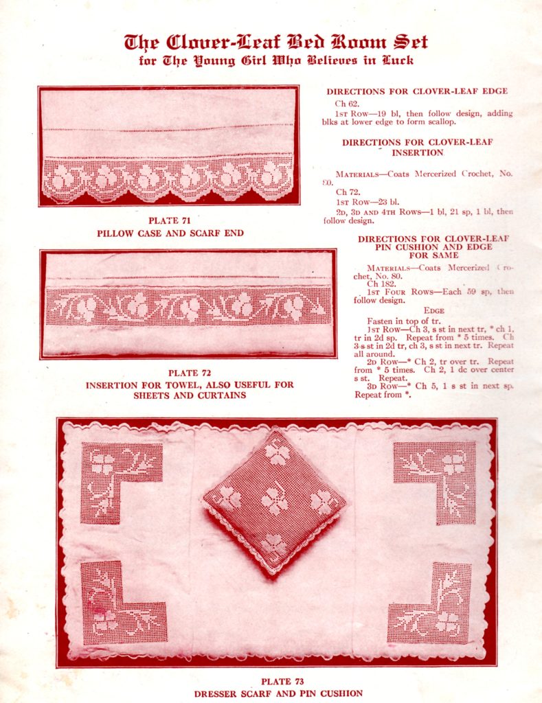 Patterns for Filet Crochet Clover Leaf Set