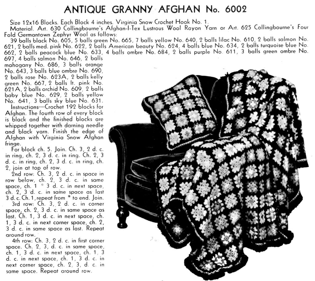 Antique Granny Square Afghan Crochet Pattern