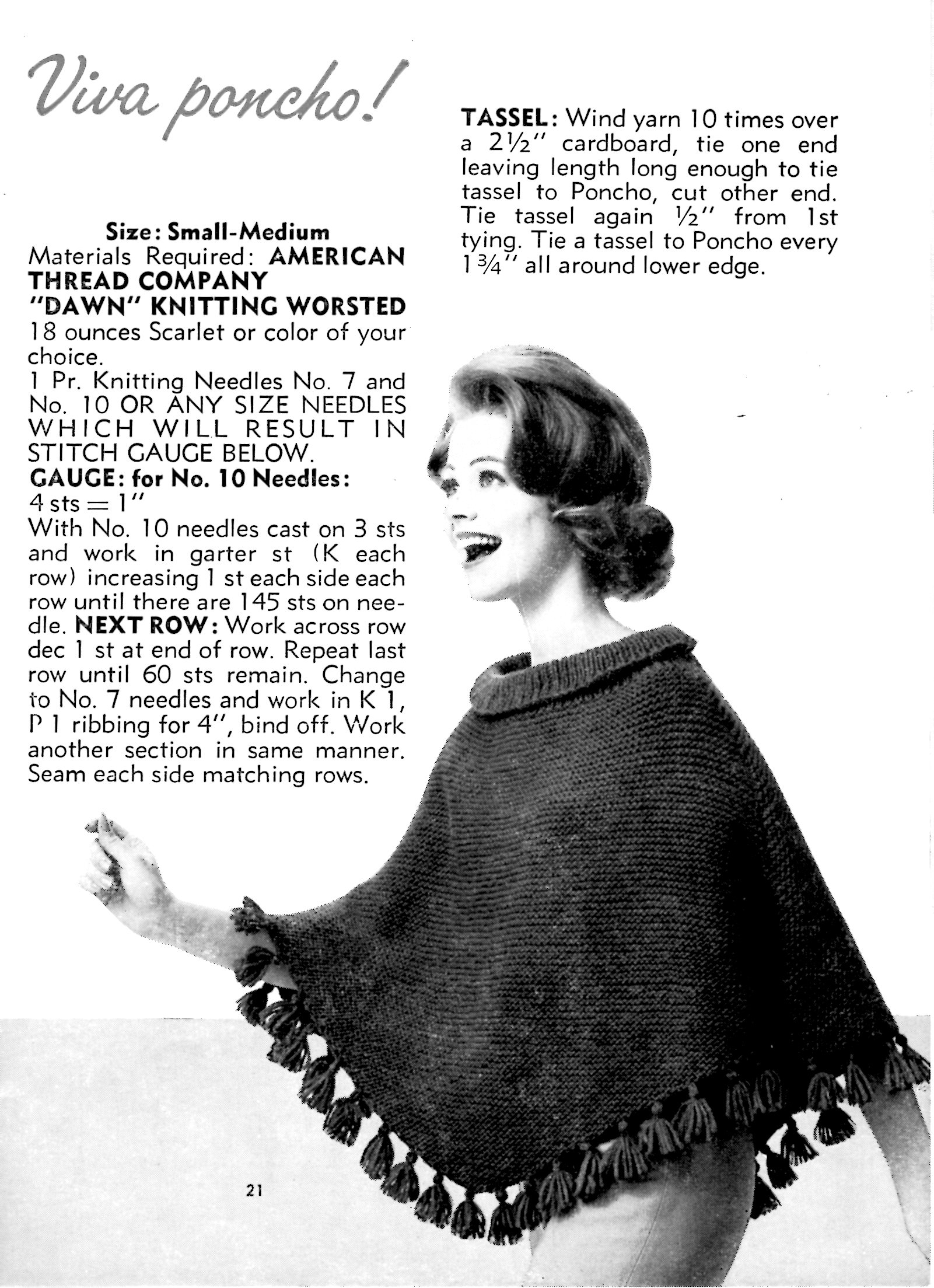 Free Beginner Knit Poncho Pattern Fun and Easy Vintage Knitting