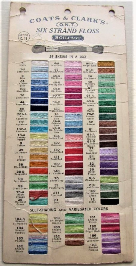 Coats And Clark Embroidery Thread Chart