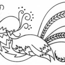 Crewel Embroidered Bird of Paradise Design Pattern Flipped