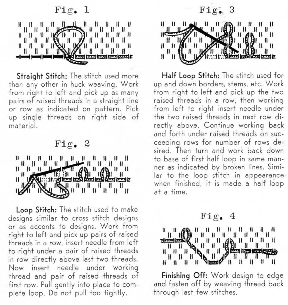 Huck Weaving Border Pattern Illustrated Instructions for Stitching