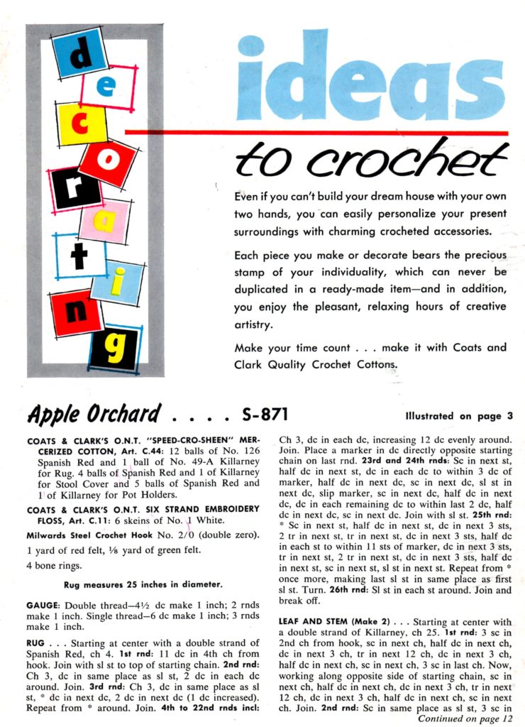 Apple Orchard Kitchen Set Vintage Crochet Patterns pg 1
