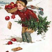 best wishes for Christmas postcard