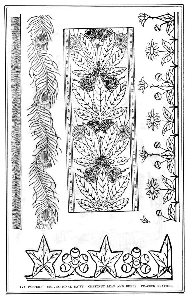 1883 Petersons Magazine Victorian era embroidery patterns page