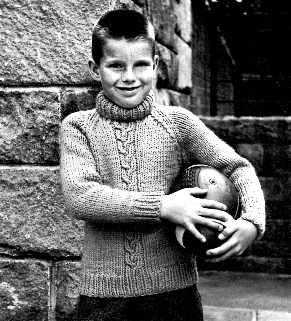 Raglan Sleeved Turtle Neck Sweater Boys Knitting Pattern Coats and Clarks