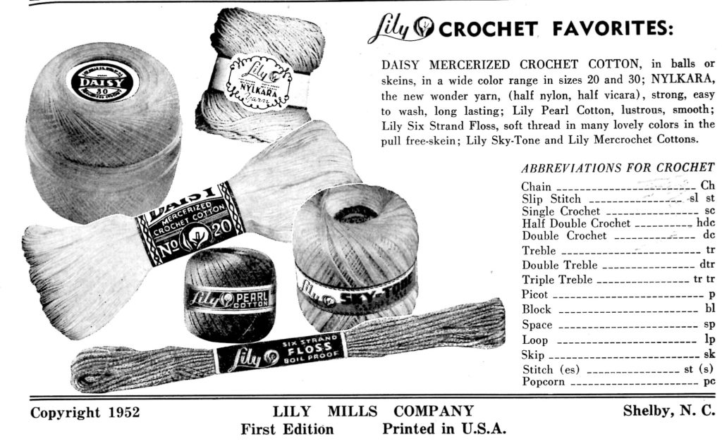 Daisy Mercerized Crochet Cotton Lily Mills Company