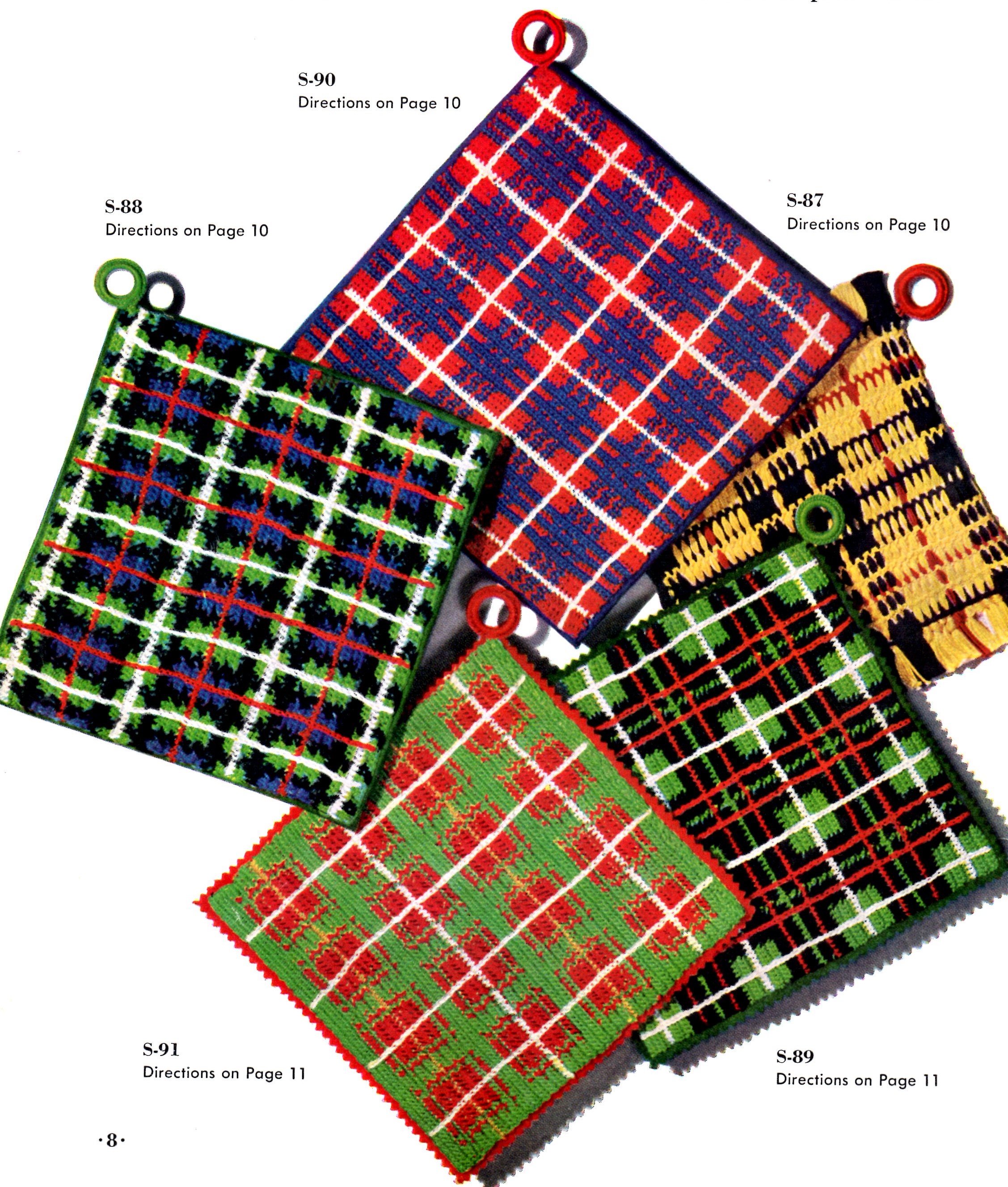 Crochet Patterns Tartan Plaid Placemats and Potholders - Vintage Crafts ...