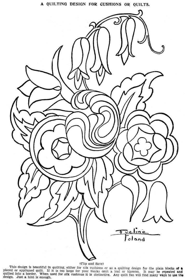 Quilting Flower Design that can be used for Quilts, Embroidery or a Coloring Page - Vintage ...