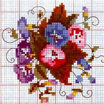 Pansy Colored Cross Stitch Chart