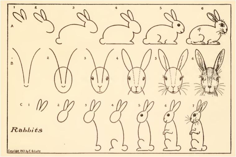 How to Draw a Bunny Rabbit for Embroidery - Vintage Crafts and More